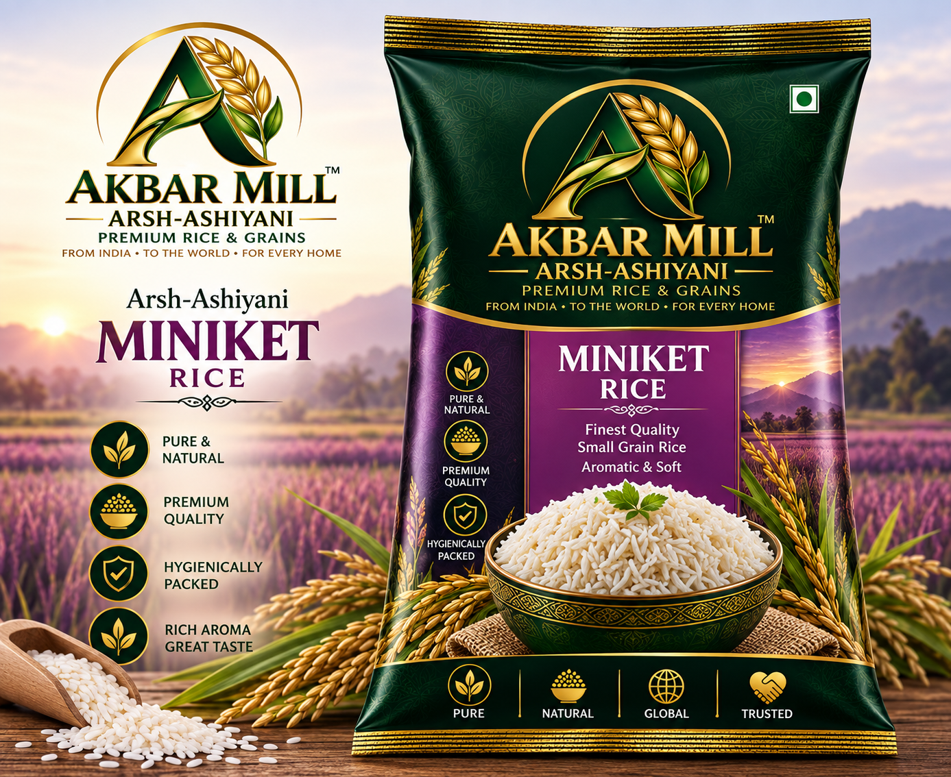 Arsh-Ashiyani Miniket Rice product packet from Akbar Mill